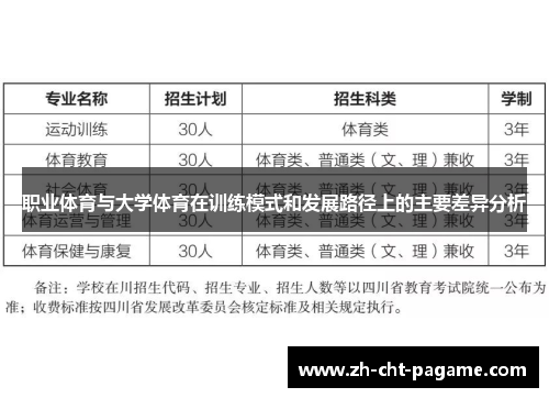职业体育与大学体育在训练模式和发展路径上的主要差异分析
